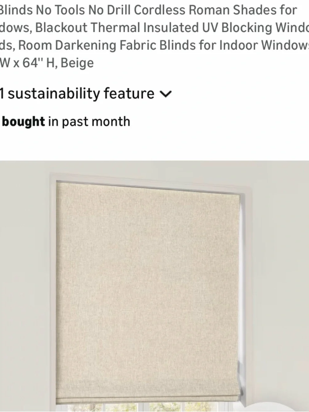 Blackout No Drill Blinds, Cordless Roman Shade (LazBlinds)